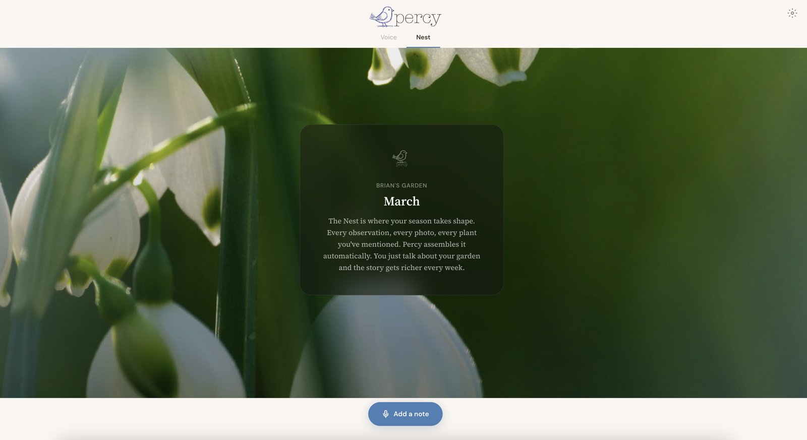 The Nest — narrative header with season stats and featured photo